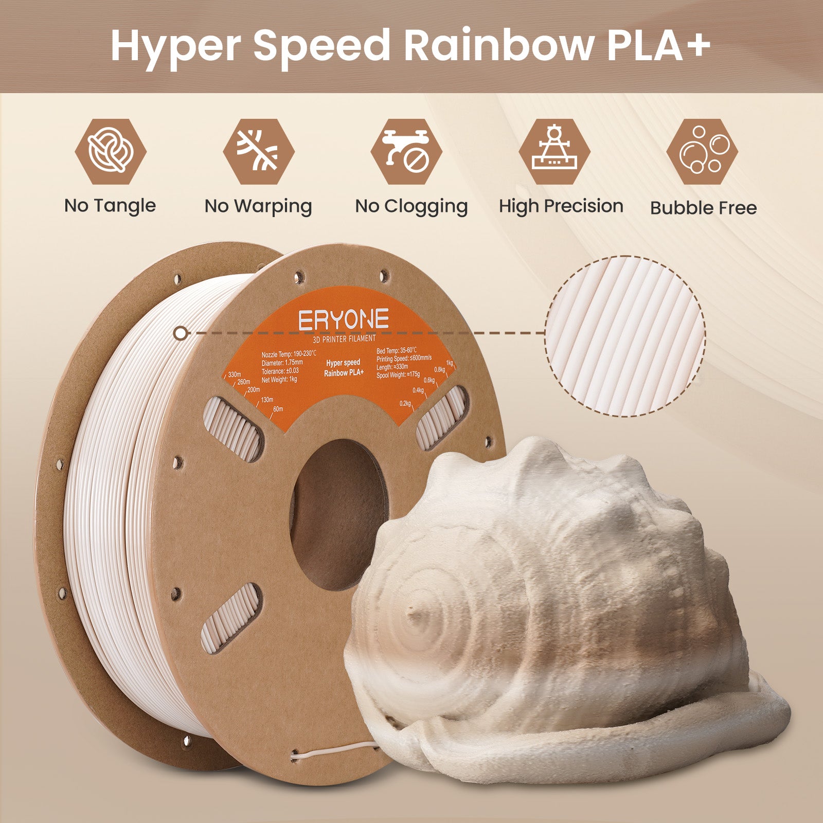 ERYON High Speed Matte Dual-Color PLA Filament for 3D Printers,1kg (2.2LBS)/Spool 1.75mm,Accuracy +/- 0.03 mm