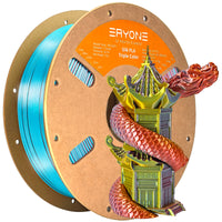 PLA Silk Triple-Color Filament - 1.75mm±0.03mm (1kg) - 1KG / Sapphire green & Orange red & Gold