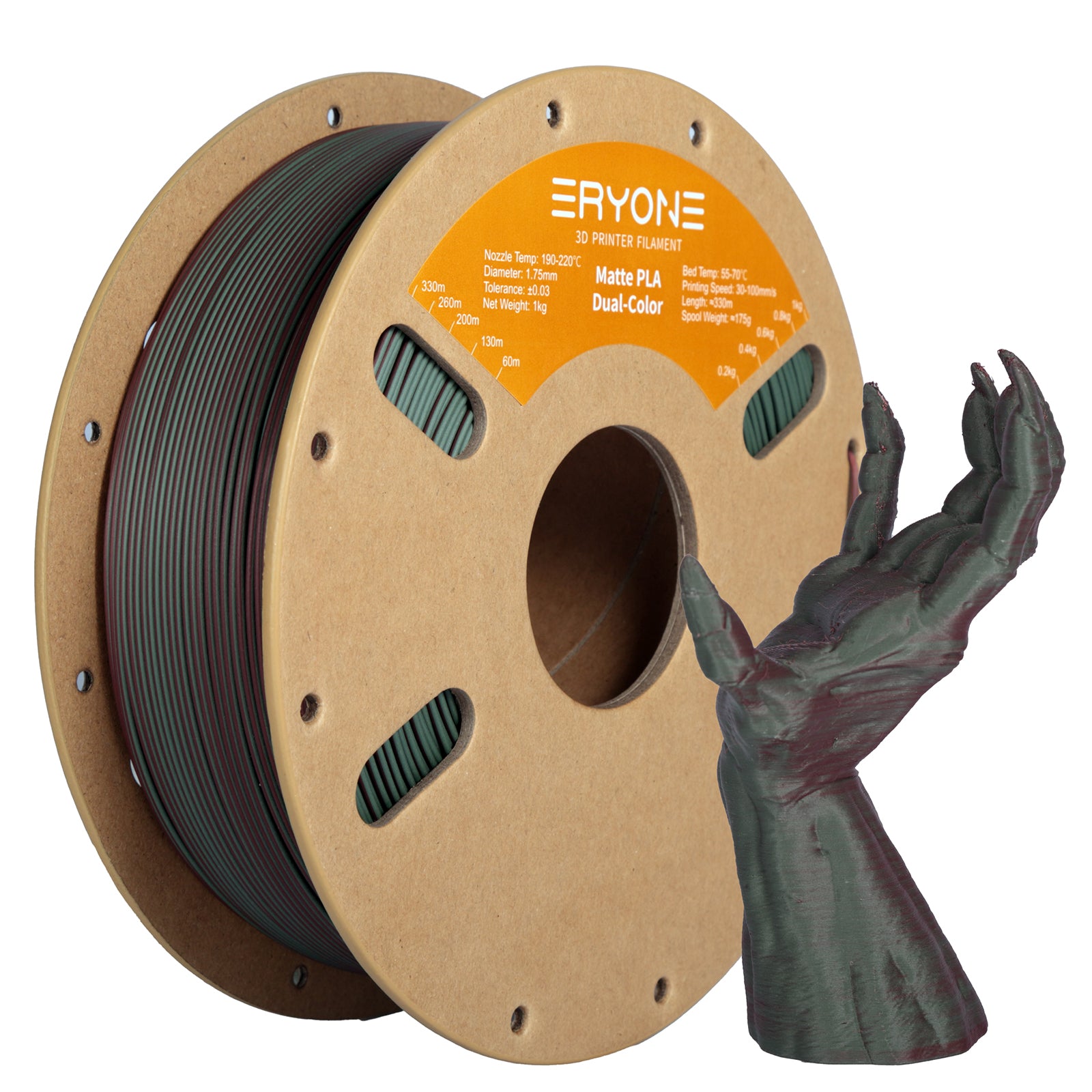 ERYONE 1kg (2.2LBS)/Spool 1.75mm Matte Dual-Color PLA Filament for 3D Printers,Accuracy +/- 0.03 mm 