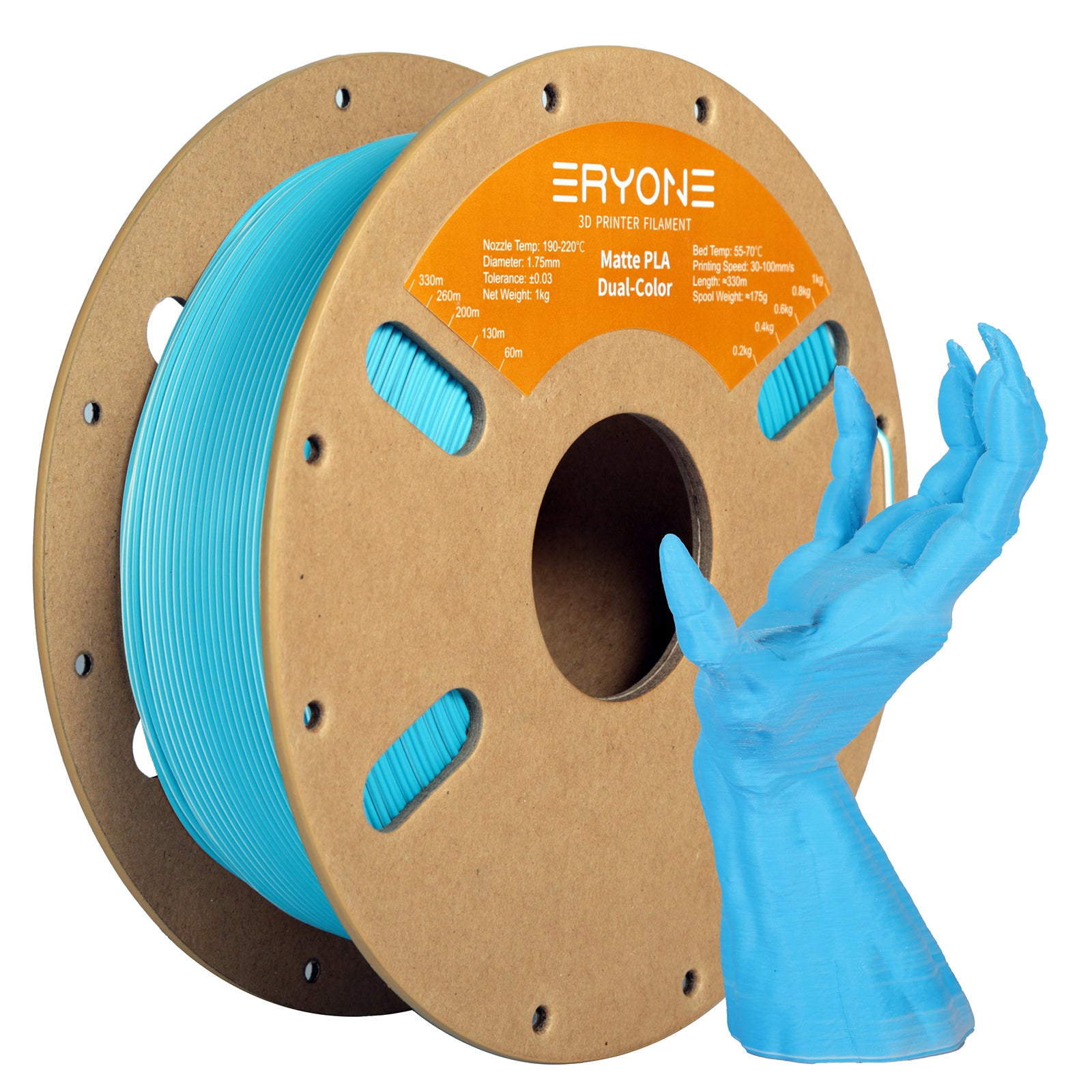 Pre-sale ERYONE 1kg (2.2LBS)/Spool 1.75mm Matte Dual-Color PLA Filament for 3D Printers,Accuracy +/- 0.03 mm(MOQ:20 Rolls)
