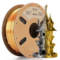 PLA Silk Dual-Color Filament - 1.75mm±0.03mm (1kg) - Black & Dark Gold