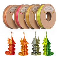 PLA Silk Dual-Color Filament - 1.75mm±0.03mm (1kg) - 4 small rolls combination 1KG-2