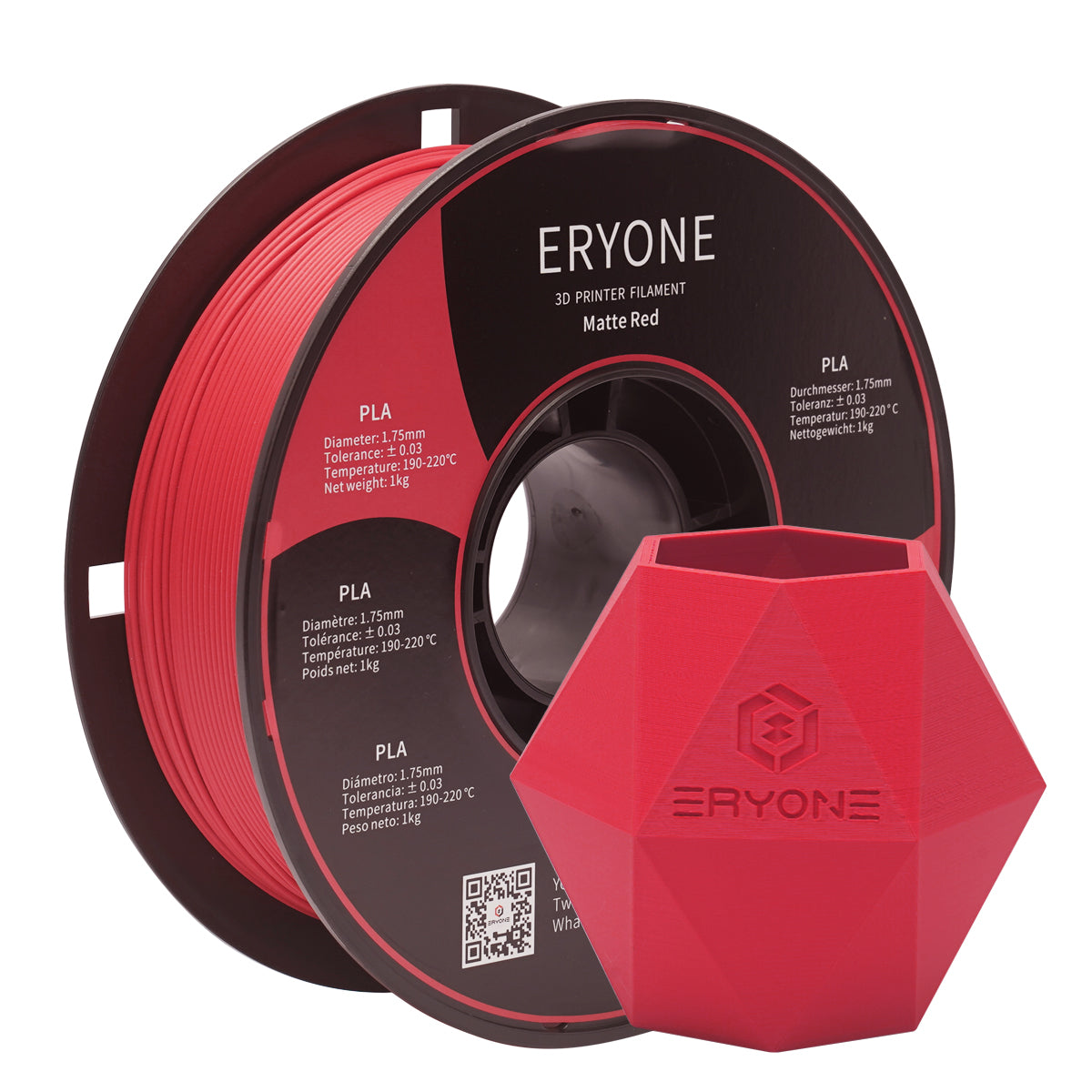 ERYONE Matte PLA Filament, 1.75mm Filament für 3D Drucker, 1KG(2.2LBS)/ Spule