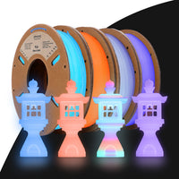 PLA Luminous Filament - 1.75mm±0.03mm (1kg) - Rainbow/Purple/Orange/Blue(4Rolls/250g)