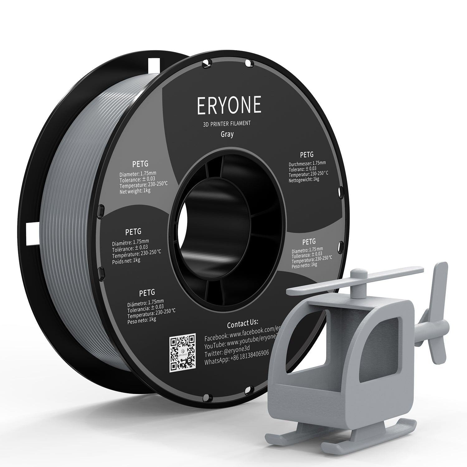 ERYONE PETG 3D printer filament 1.75mm 1kg (MOQ: 10 rolls, can mix color)