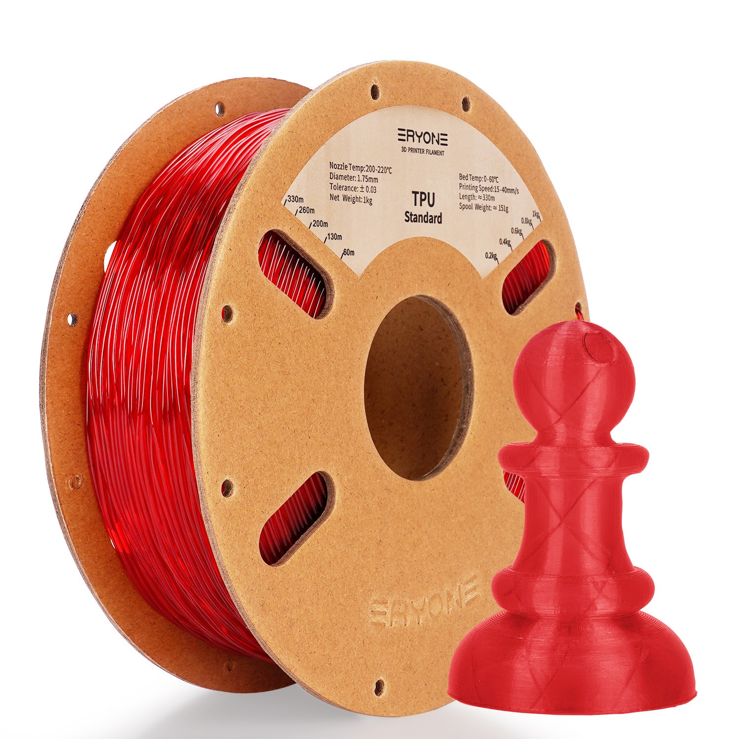 Filament for impressive 3D ERYONE 1.75mm TPU, dimensional precision +/- 0.05 mm, 0.5kg (1.1 LB) / reel 