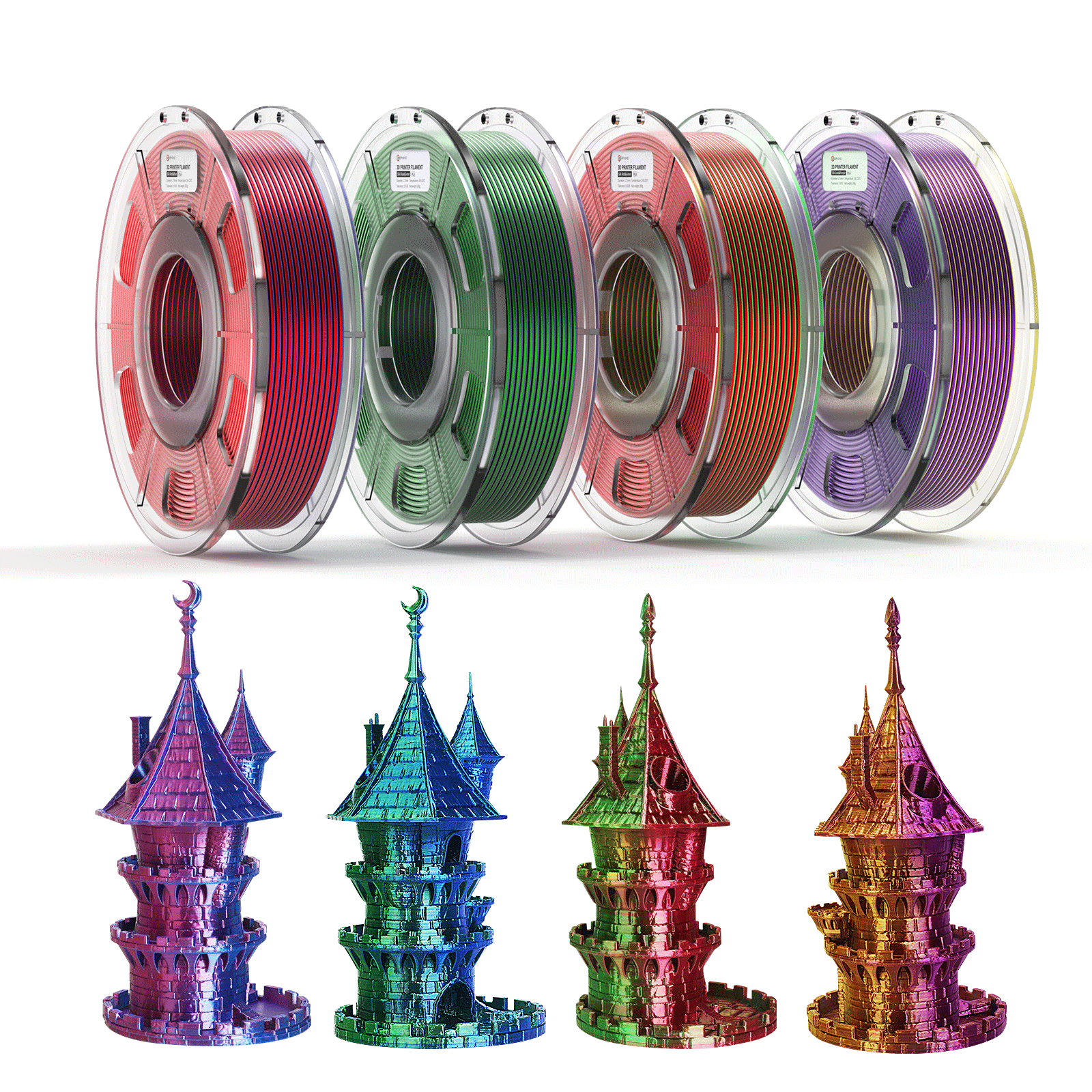 PLA Filament - 1.75 - Rainbow Silk - Inland