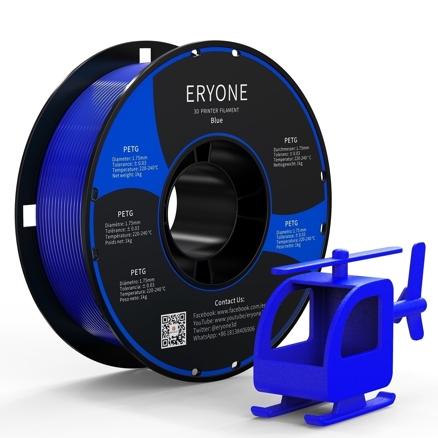 ERYONE PETG 3D printer filament 1.75mm 1kg (MOQ: 10 rolls, can mix color)
