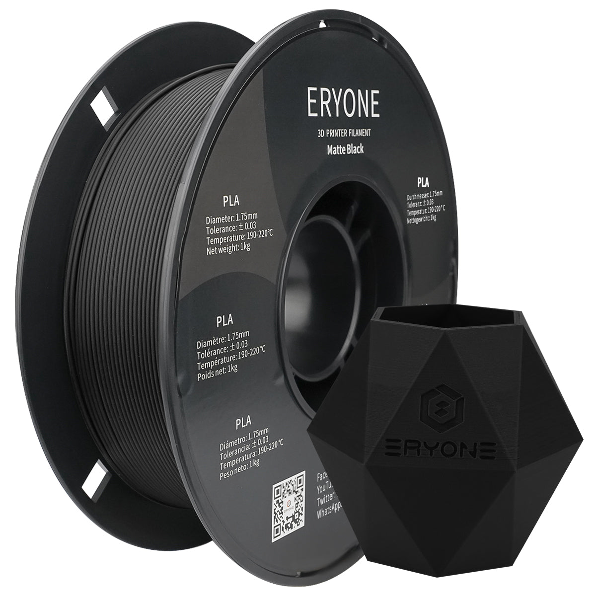 ERYONE Matte PLA Filament, 1.75mm Filament für 3D Drucker, 1KG(2.2
