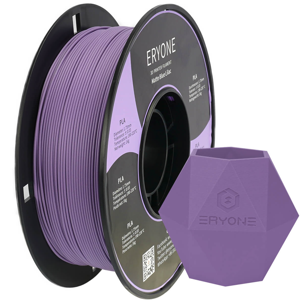 ERYONE Matte PLA Filament, 1.75mm Filament for 3D Printer, 1KG(2.2LBS)/ Spool, - eryone3d