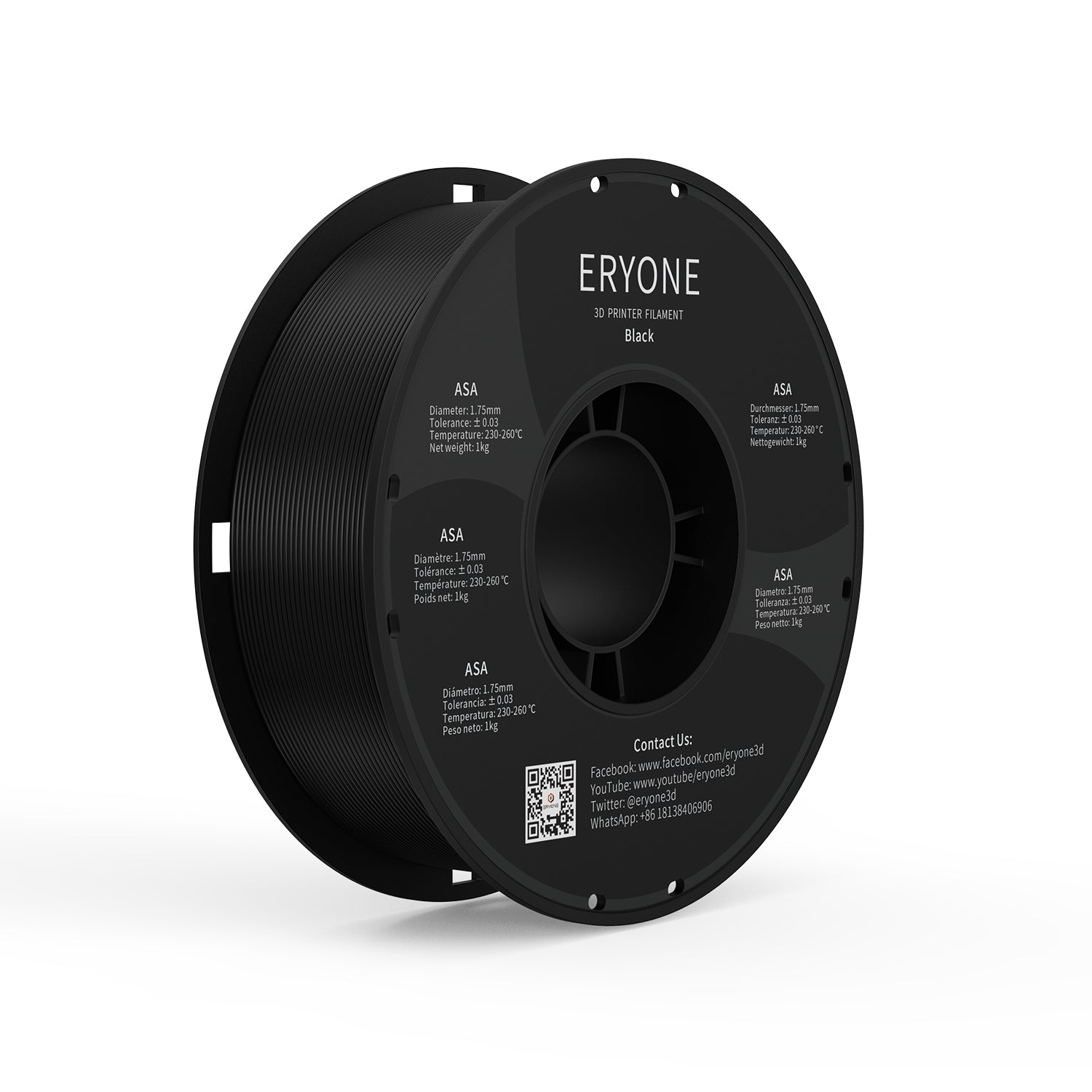 ERYONE ASA 3D-Druckerfilament 1,75 mm, Maßgenauigkeit +/- 0,05 mm, 1 kg (2,2 LBS)/Spule