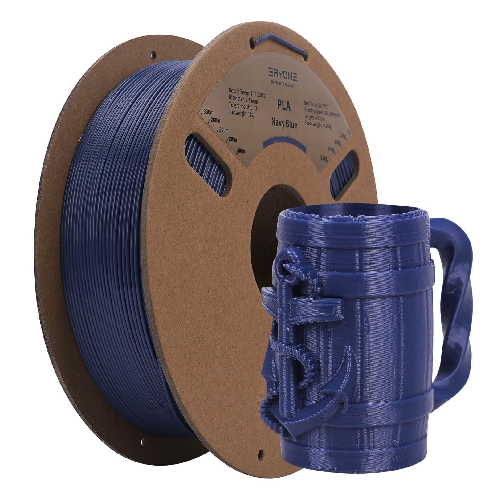 ERYONE PLA 3D Printer Filament 1.75mm, Dimensional Accuracy +/- 0.05 mm 1kg, Navy Blue &amp; Army Green 