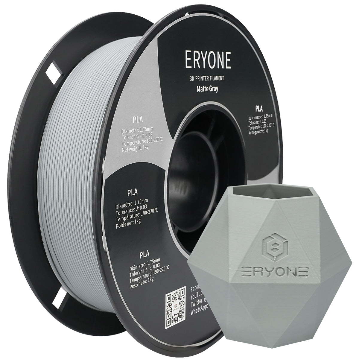 ERYONE Matte PLA Filament, 1.75mm Filament for 3D Printer, 1KG(2.2LBS)/ Spool,