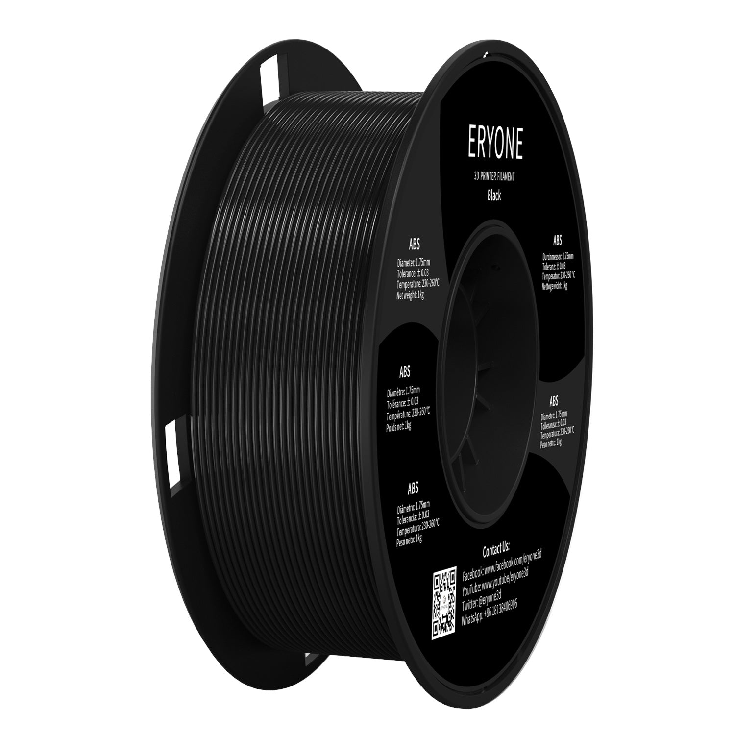 Filament ABS Eryone pour imprimante 3D 1.75mm, dimensional precision +/- 0.05 mm 1kg (2.2LBS)/pool