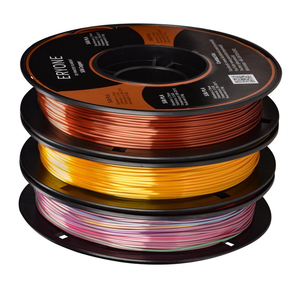 ERYONE 3 Spools 1.5kg Mini Silk Rainbow PLA Filament 1.75mm for FDM 3D Printer 