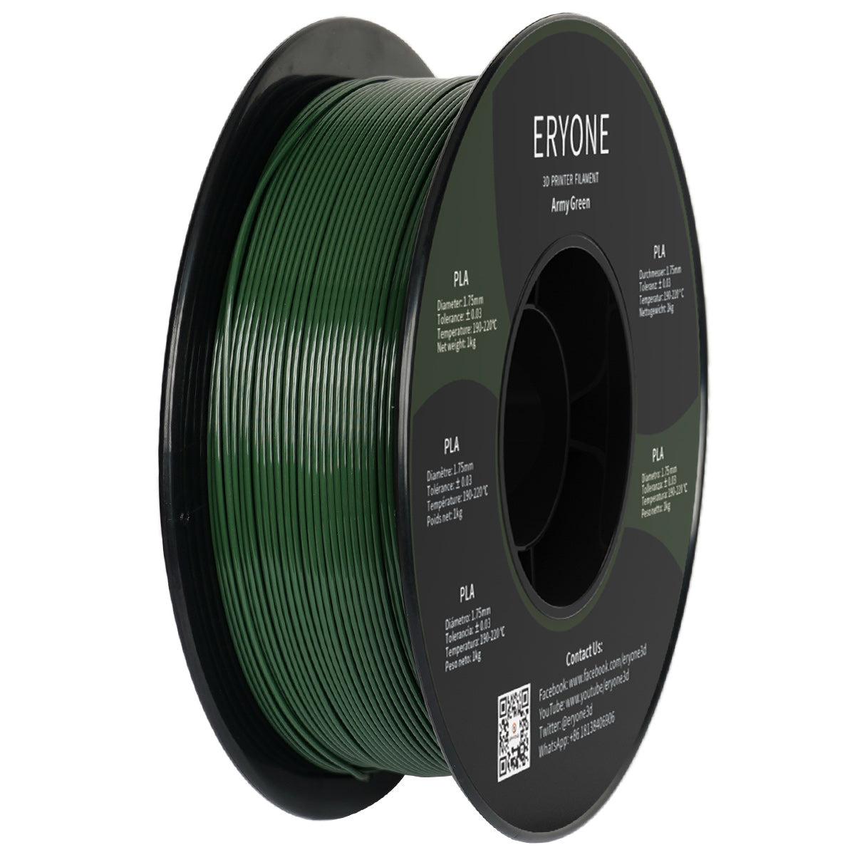 Filament for impressive 3D Eryone PLA 1.75mm, dimensional precision +/- 0.05 mm 1kg (2.2LBS)/pool 