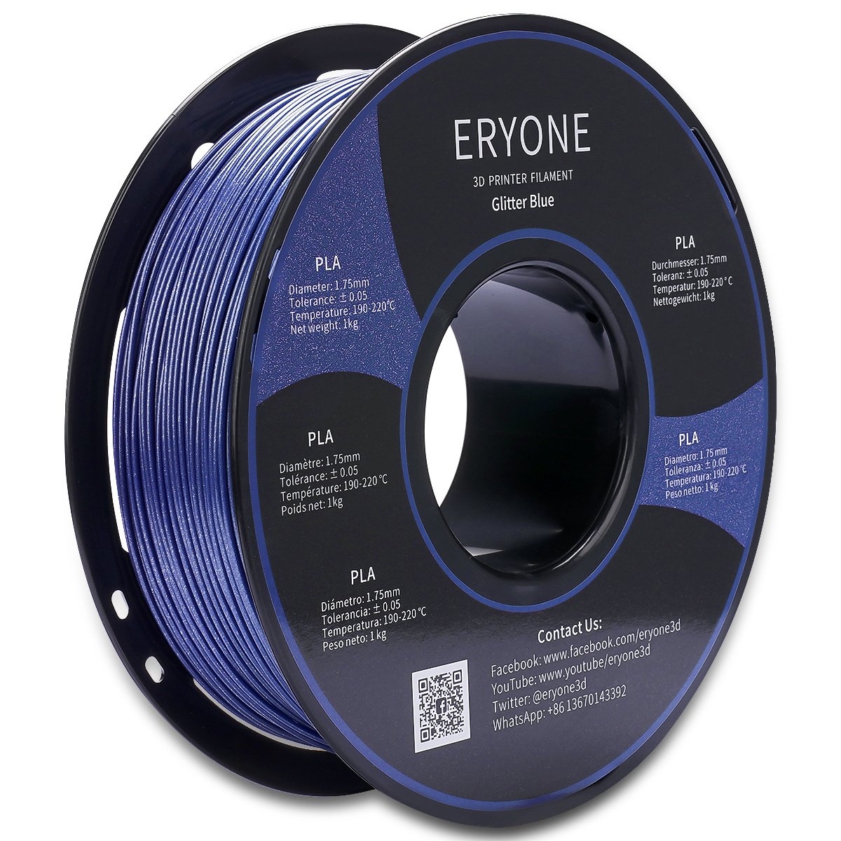 ERYONE Galaxy Sparkly Glitter PLA 3D printer filament 1.75mm, dimensional accuracy +/- 0.05mm, 1kg (2.2LBS) / spool 