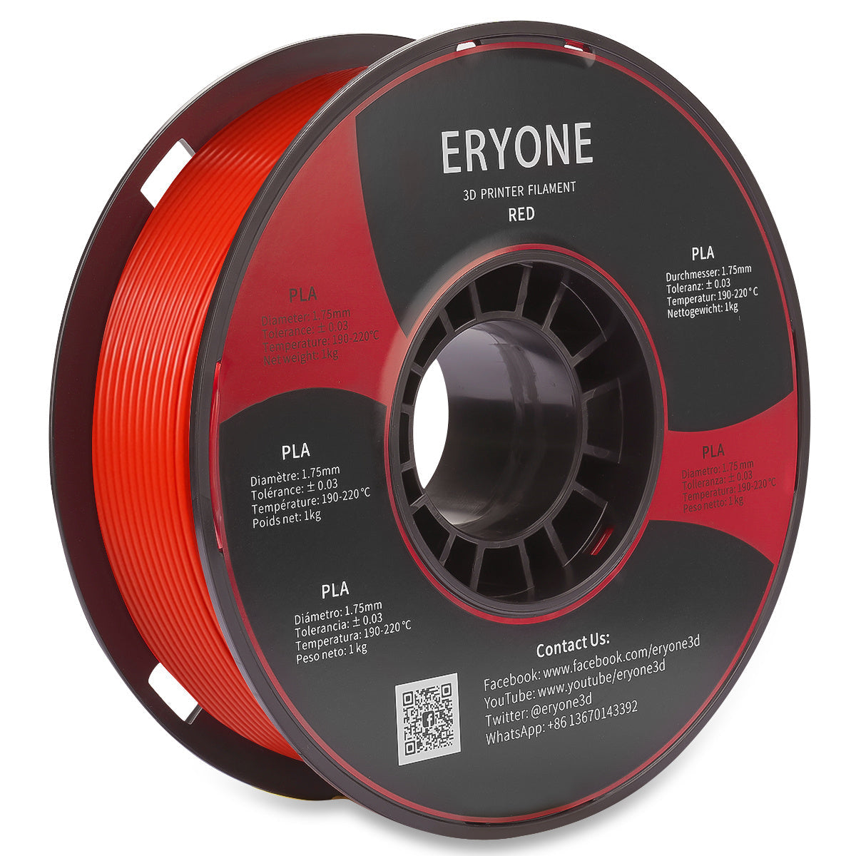 Filament for impressive 3D Eryone PLA 1.75mm, dimensional precision +/- 0.05 mm 1kg (2.2LBS)/pool 