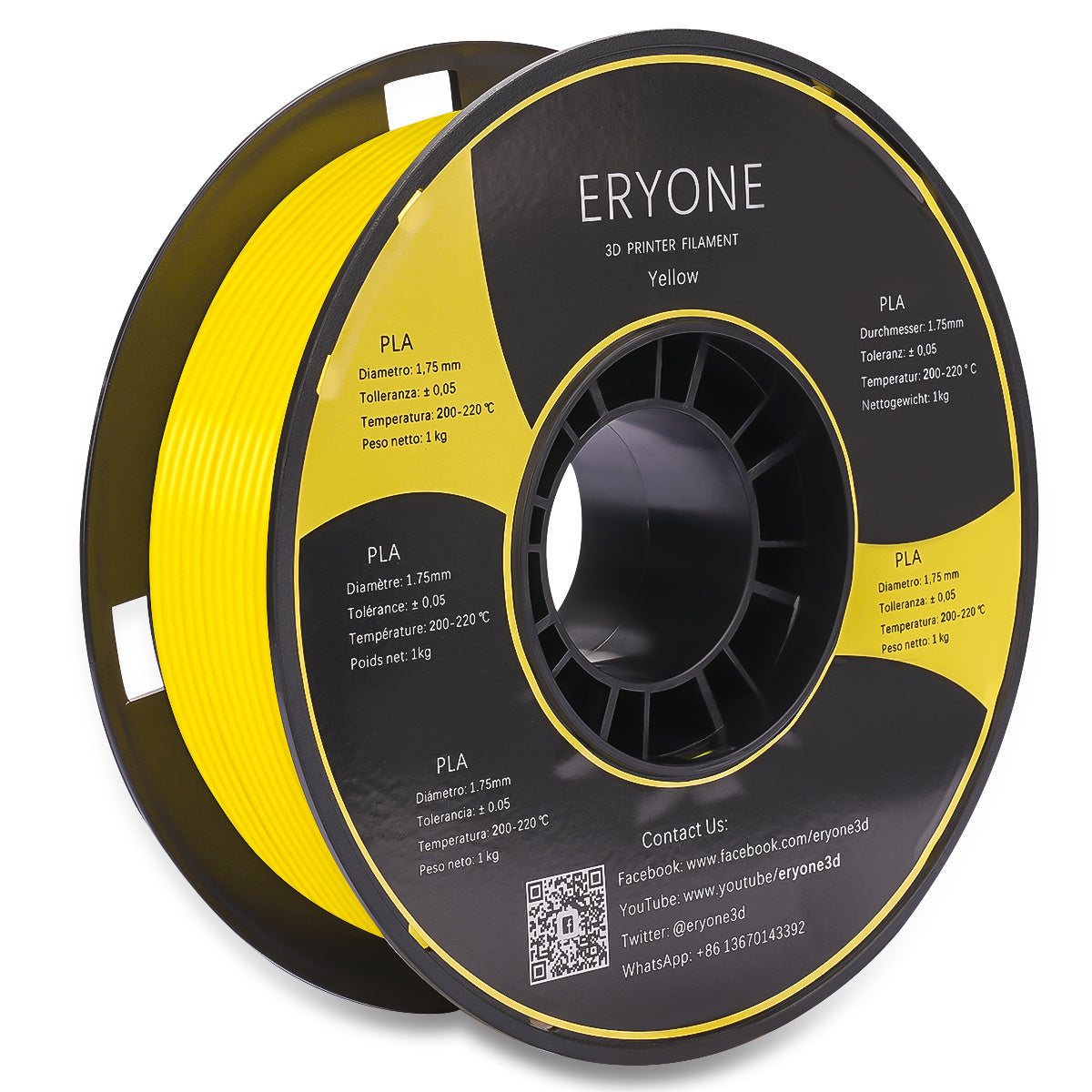 Filament pour imprimante 3D Eryone PLA 1.75mm, précision dimensionnelle +/- 0.05 mm 1kg (2.2LBS)/Pool